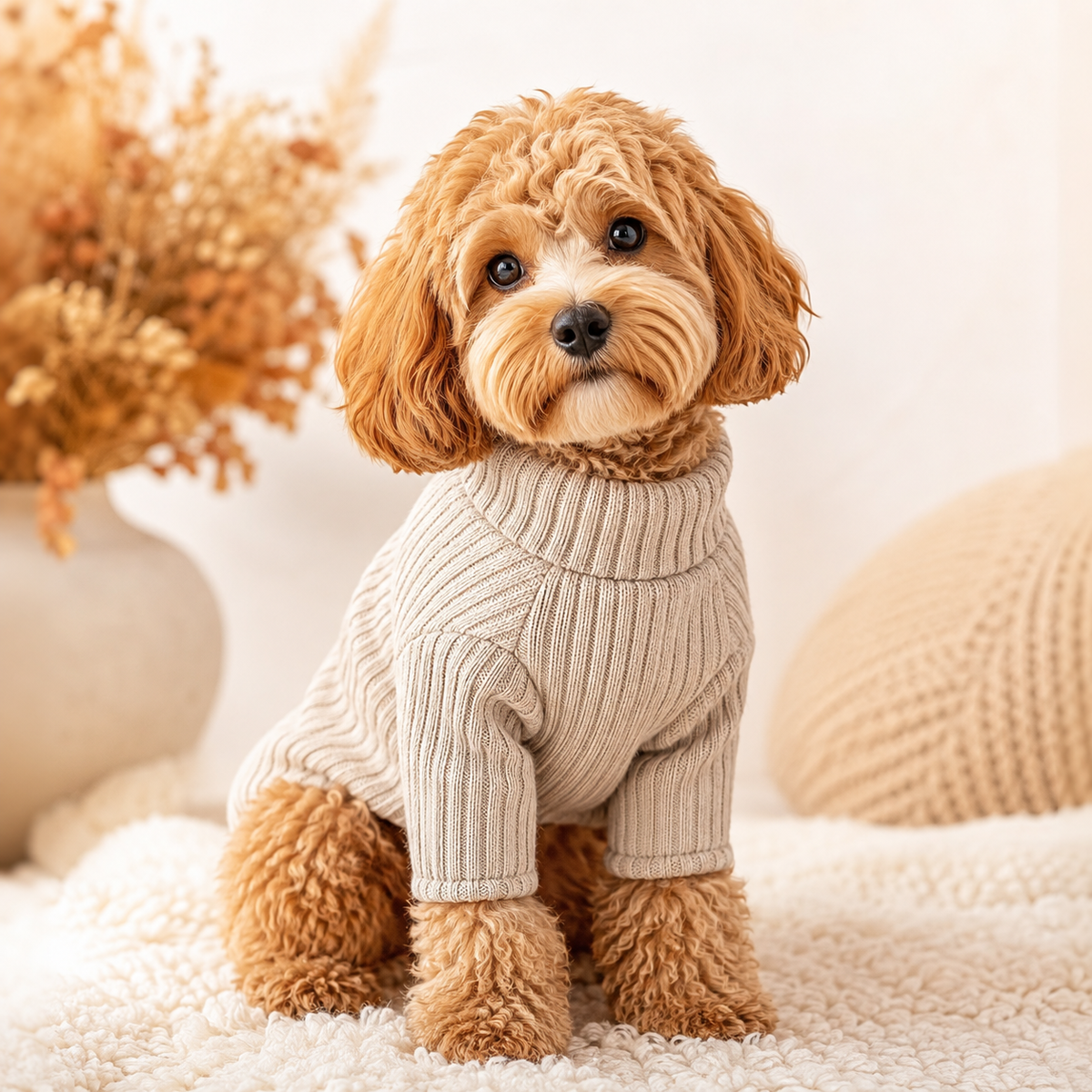 JEXNORIVA™ CloudSoft Ribbed Pet Sweater – Warm Knit Dog Sweater & Small Puppy Clothes