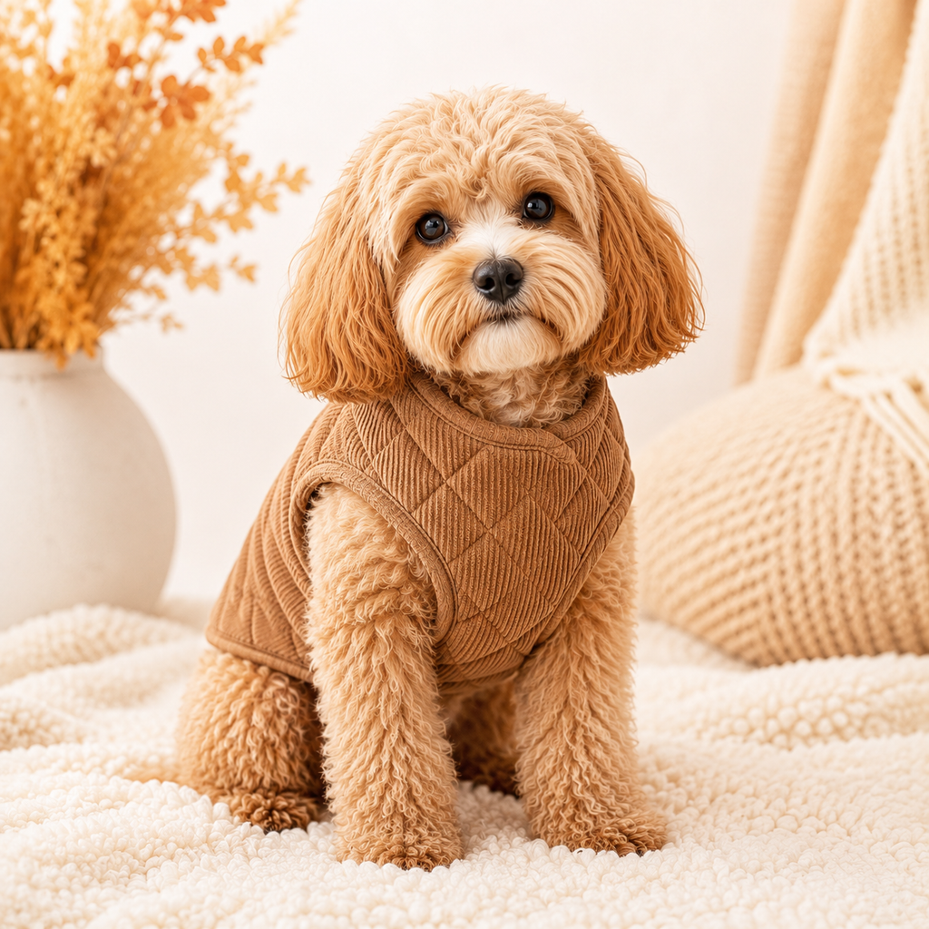 JEXNORIVA™ Northfield Quilted Corduroy Dog Vest – Premium Fall Pet Jacket & Puppy Outerwear