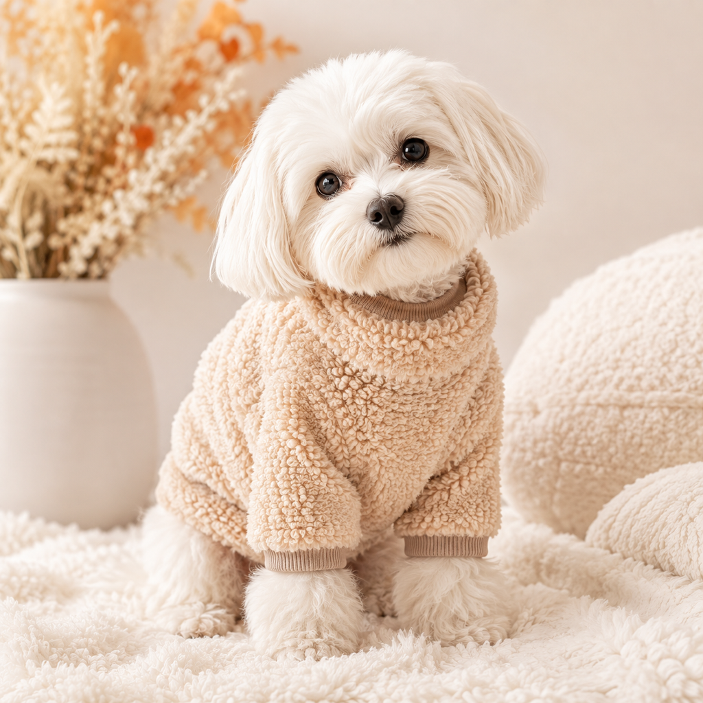 JEXNORIVA™ Teddy Fleece Pet Pullover – Warm Sherpa Dog Sweater & Cozy Puppy Jacket