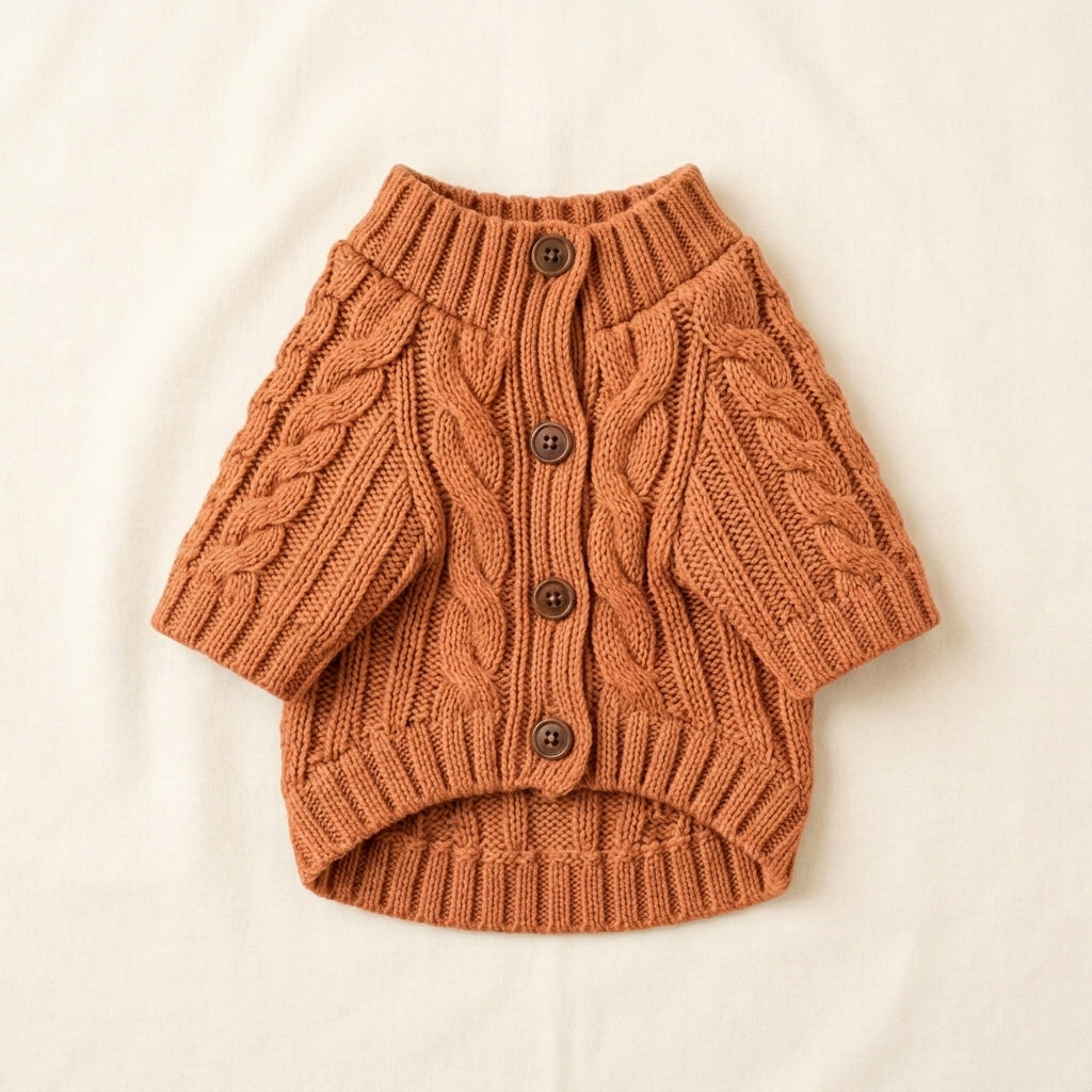 JEXNORIVA™ Heritage Cable Knit Dog Cardigan – Luxury Pet Sweater & Preppy Puppy Clothes