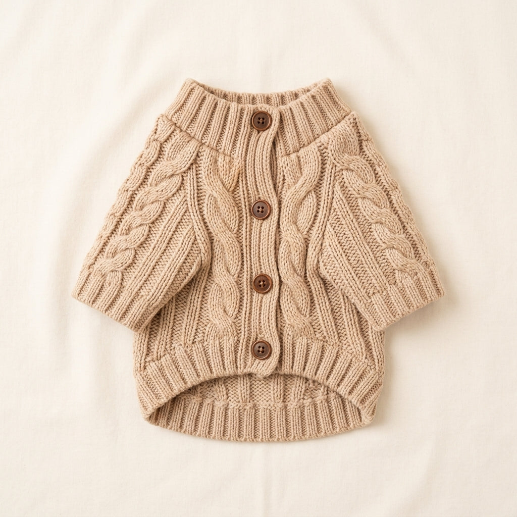 JEXNORIVA™ Heritage Cable Knit Dog Cardigan – Luxury Pet Sweater & Preppy Puppy Clothes