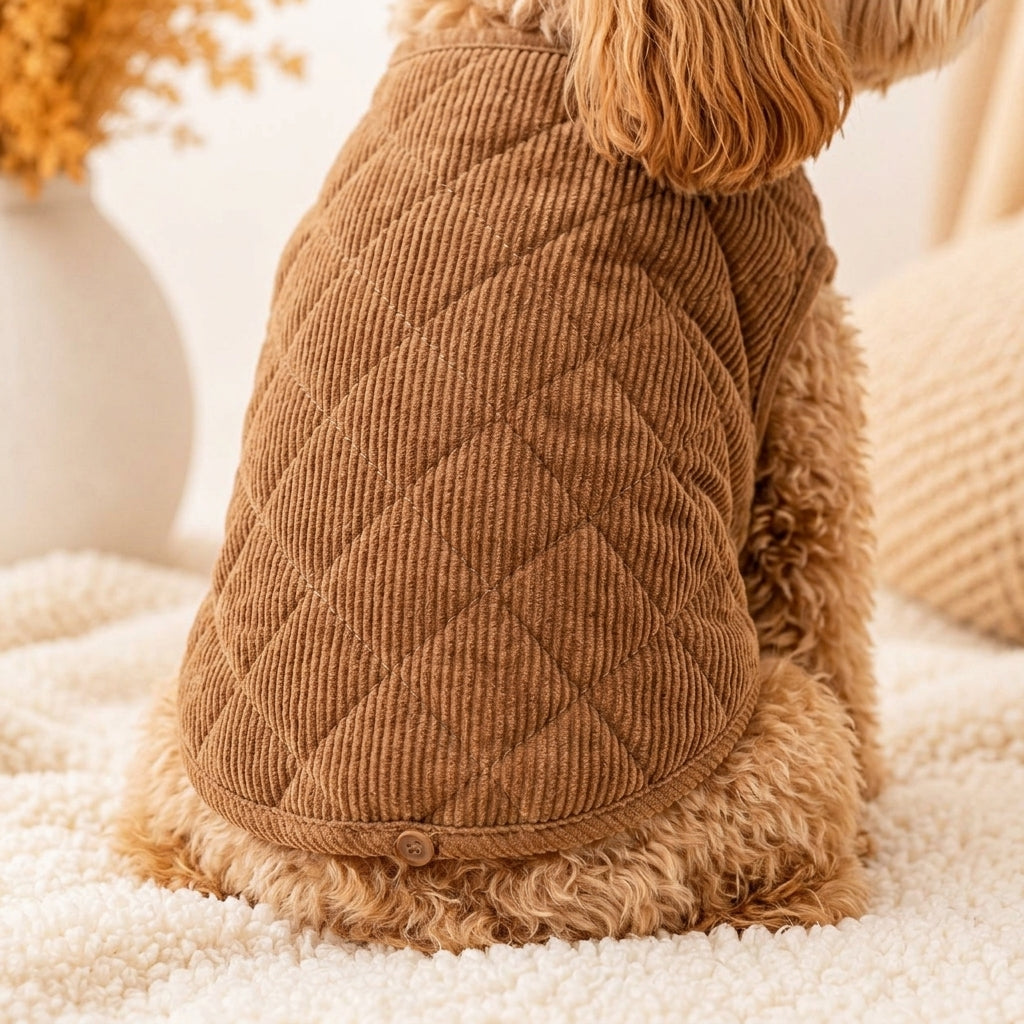 JEXNORIVA™ Northfield Quilted Corduroy Dog Vest – Premium Fall Pet Jacket & Puppy Outerwear